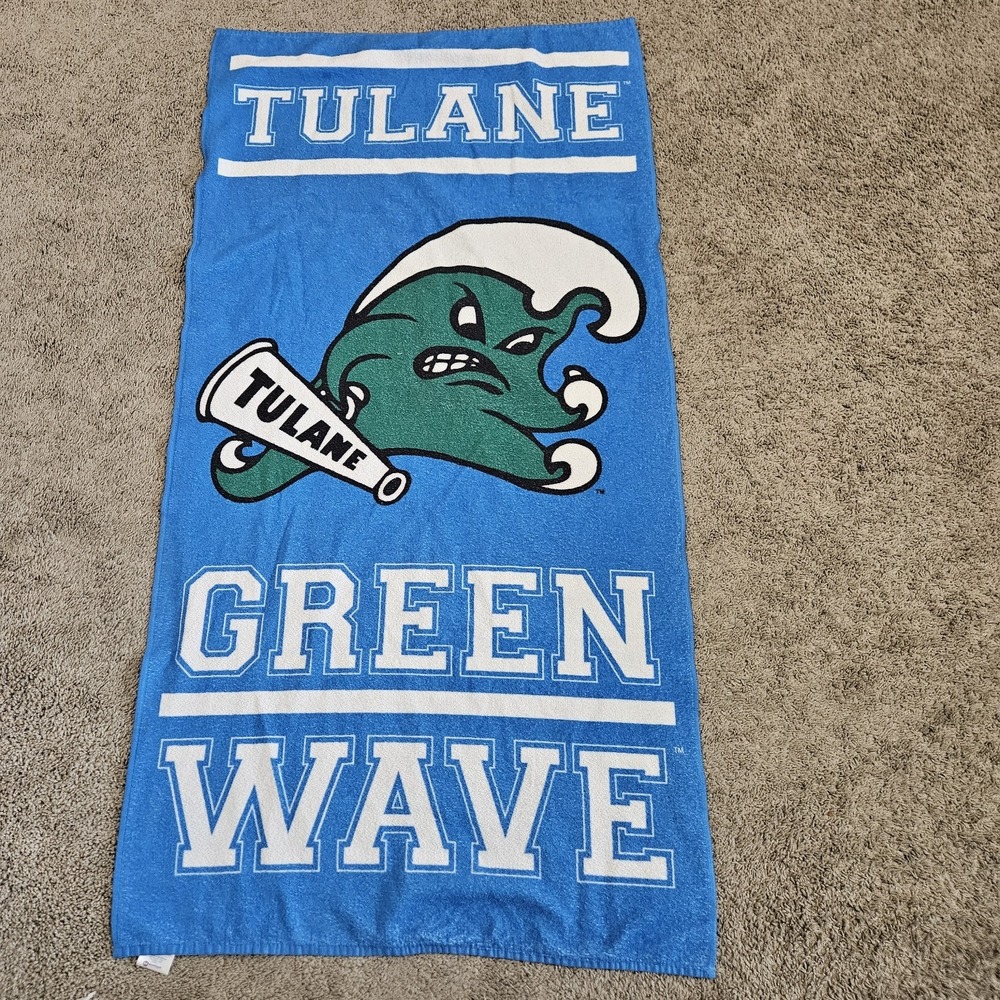 Tulane University Green Wave Beach Towel WinCraft NCAA Mascot Pool Bath 28.5x57